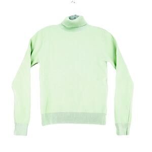 SHEIN Lime Green Ribbed Knit Cropped Turtleneck Sweater Balloon Sleeve Large